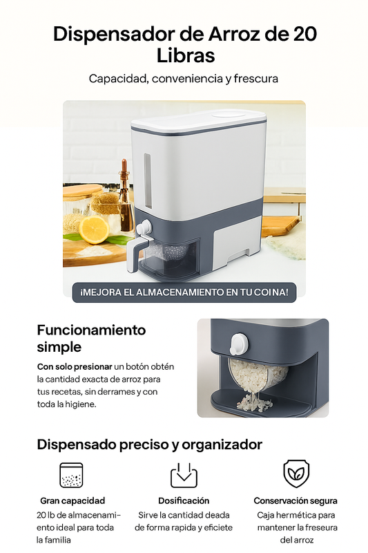 DISPENSADOR DE ARROZ DE 10 LIBRAS