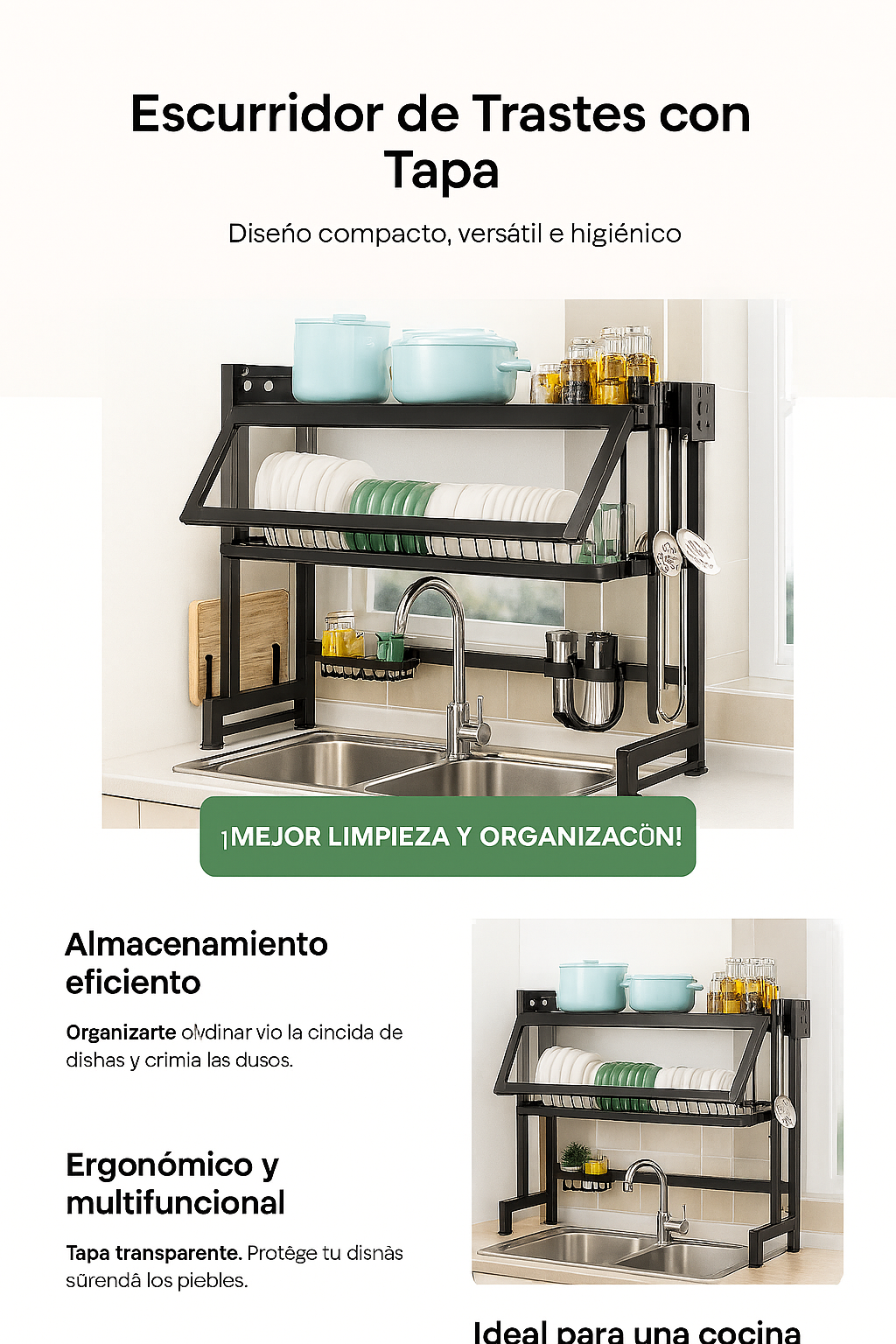 ESCURRIDOR DE PLATO DOBLE CON TAPA