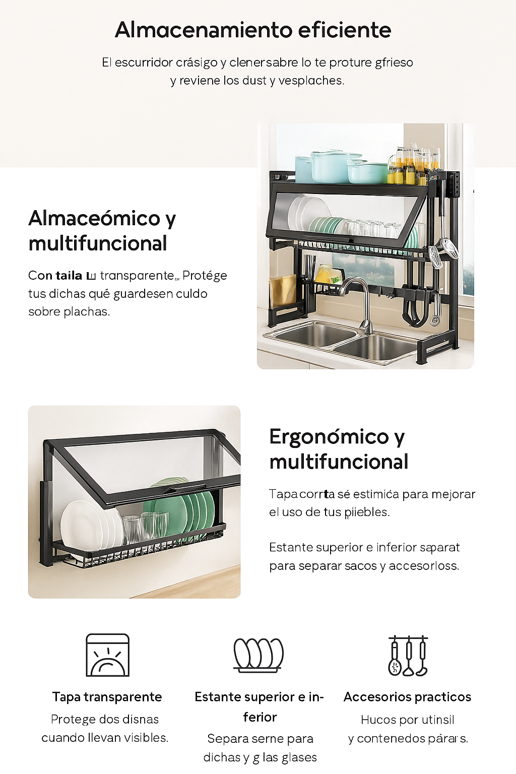 ESCURRIDOR DE PLATO DOBLE CON TAPA